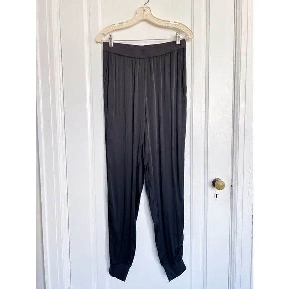 Michael Stars • Lidia Jogger relaxed satin pants black knit soft pull-on - Picture 2 of 10